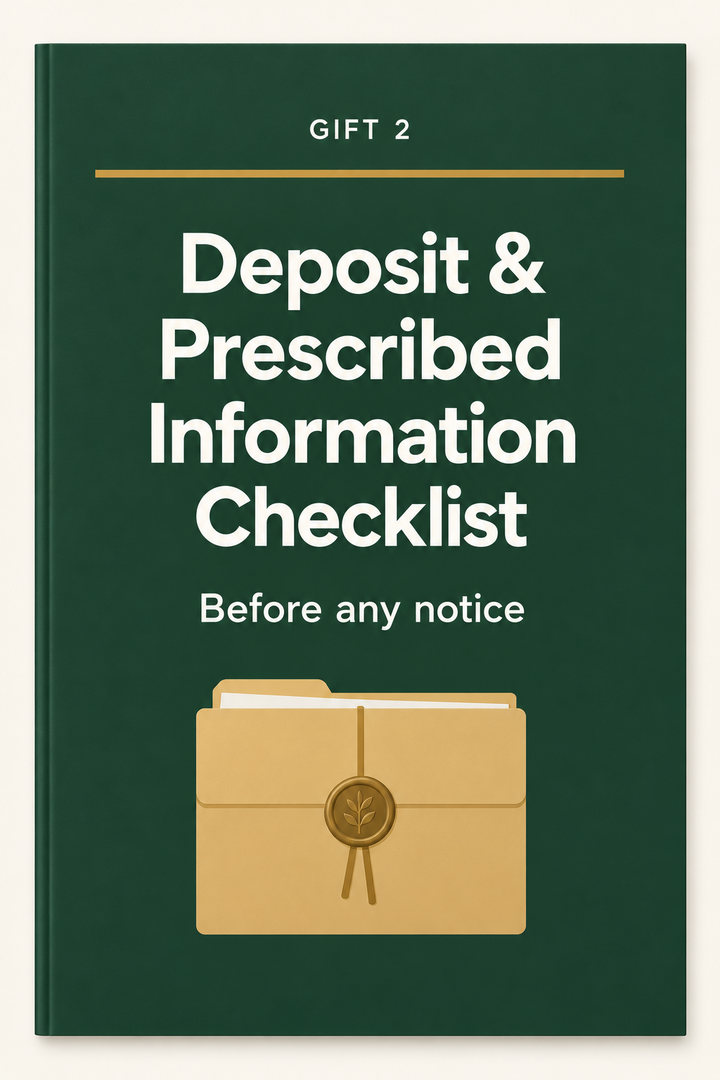 Deposit and Prescribed Information Checklist