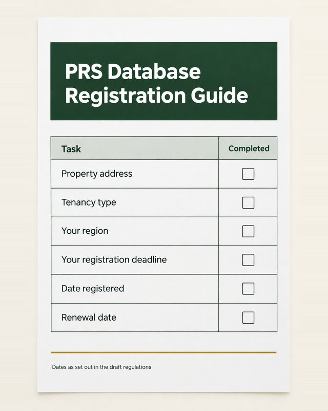 PRS Database Registration Guide checklist