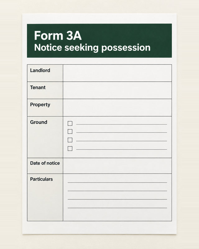 Form 3A notice seeking possession