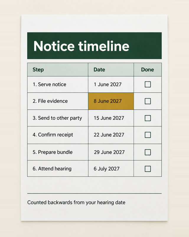 Notice timeline counted backwards