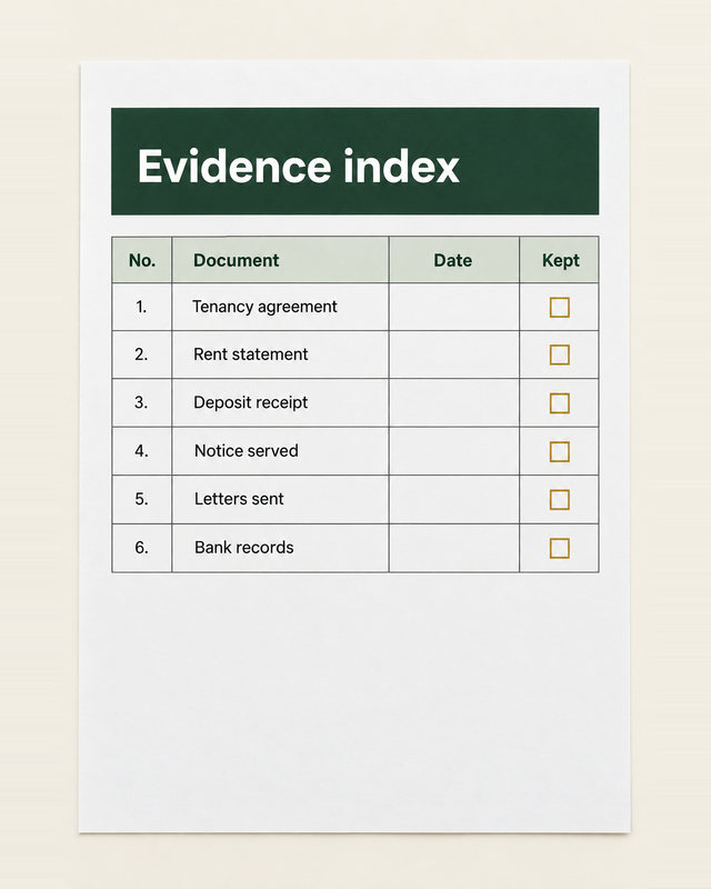 Evidence index