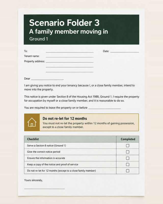 Scenario Folder 3: a family member moving in