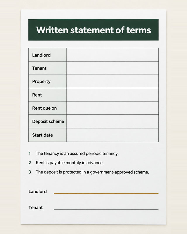 Written statement of terms model